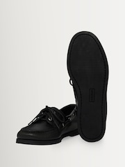 G.H.Bass Black Textured Leather Jetty II Boater 2-Eye Shoes - Image 5 of 6