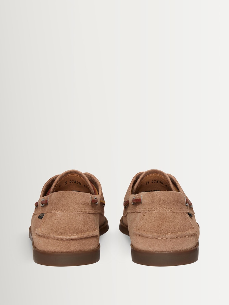 G.H.Bass Tan Textured Leather Jetty II Boater 2-Eye Shoes - Image 2 of 6