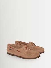 G.H.Bass Tan Textured Leather Jetty II Boater 2-Eye Shoes - Image 3 of 6