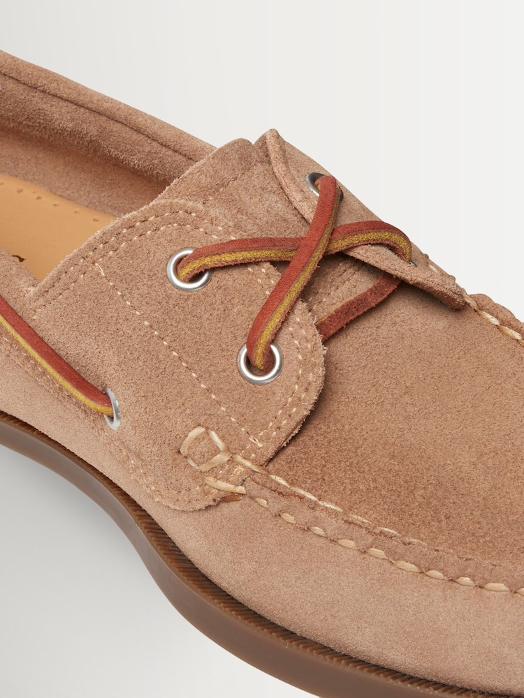 G.H.Bass Tan Textured Leather Jetty II Boater 2-Eye Shoes - Image 6 of 6