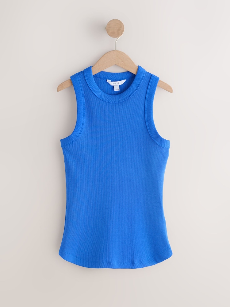 Leuchtend Blau - Ärmelloses, geripptes Racer-Tanktop - Bild 1 von 3