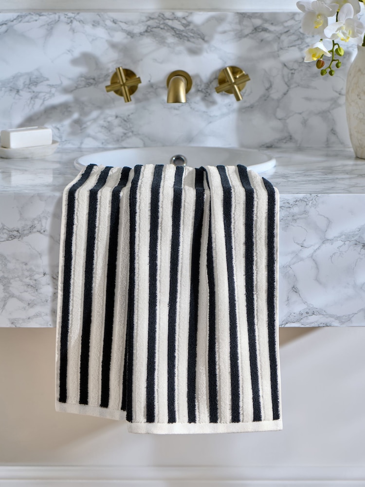 Black/White Stripe Towel - Image 1 of 4