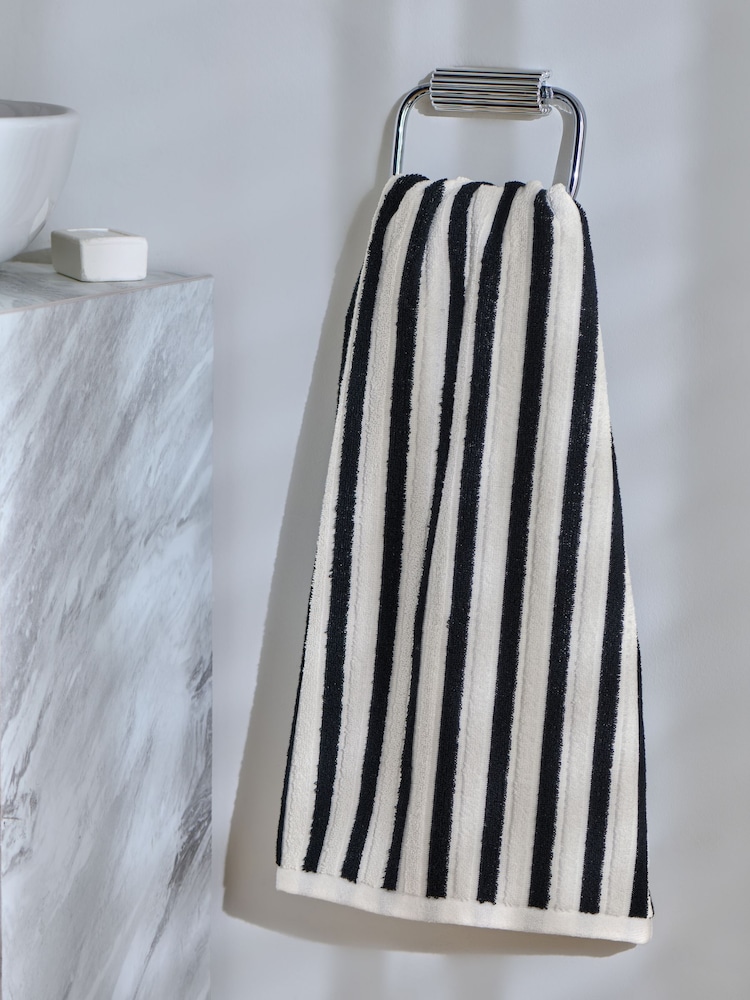 Black/White Stripe Towel - Image 2 of 4