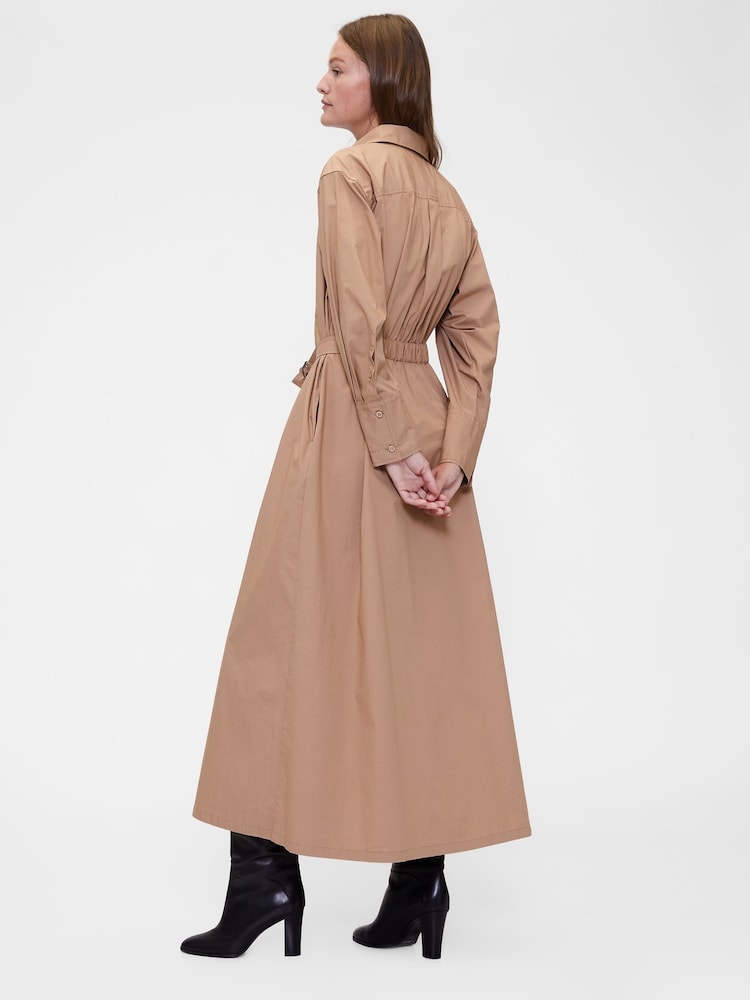 Gap GapStudio Beige Poplin Belted Oversized Maxi Shirt Dress - Image 2 of 5 Gap GapStudio Beige Poplin Belted Oversized Maxi Shirt Dress - Image 2 of 5