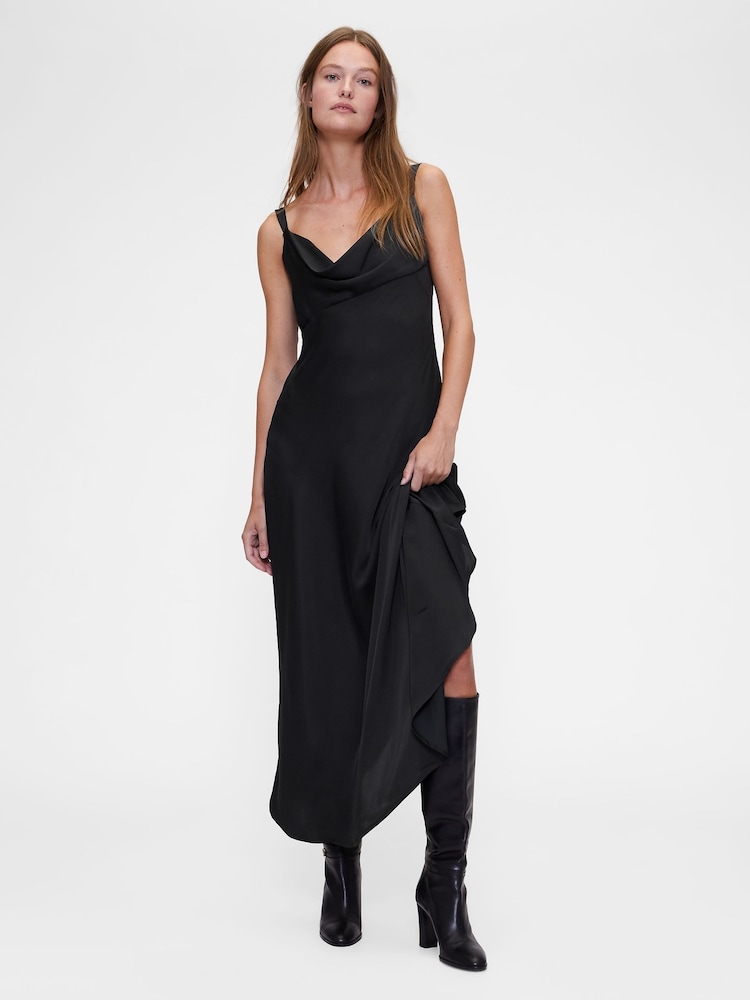 Gap GapStudio Black Satin Slip Maxi Dress - Image 1 of 6 Gap GapStudio Black Satin Slip Maxi Dress - Image 1 of 6
