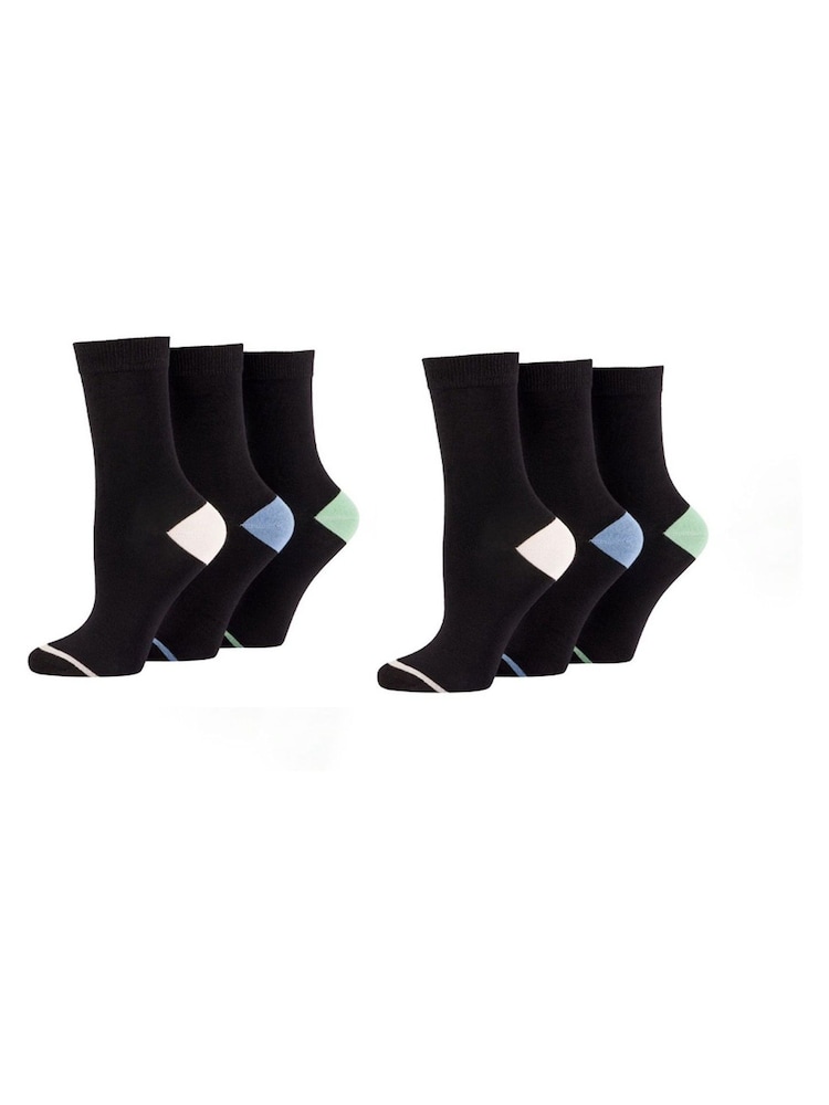 Glenmuir Black Contrast Heel & Toe Socks Multi Pack - Image 1 of 6