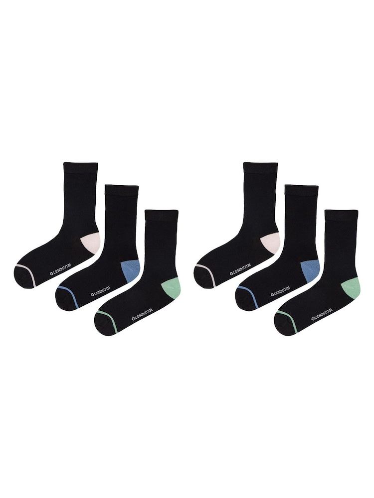 Glenmuir Black Contrast Heel & Toe Socks Multi Pack - Image 6 of 6