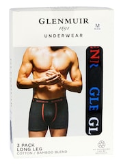 Glenmuir Red Long Leg Cotton Blend Boxers 3 pack - Image 3 of 7