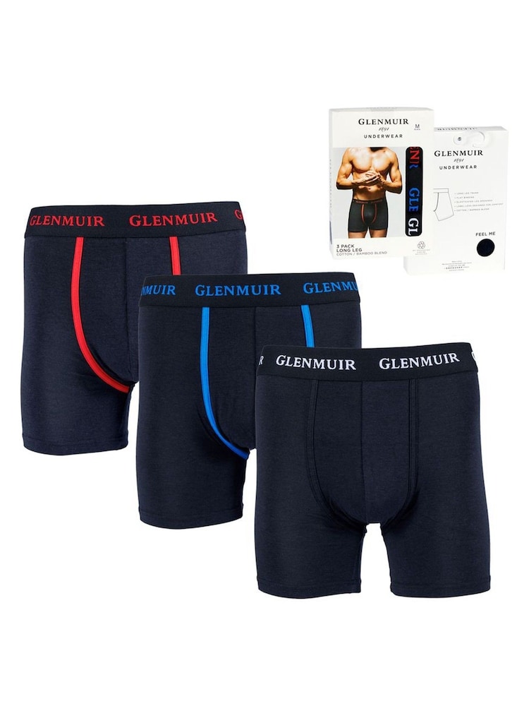 Glenmuir Red Long Leg Cotton Blend Boxers 3 pack - Image 7 of 7