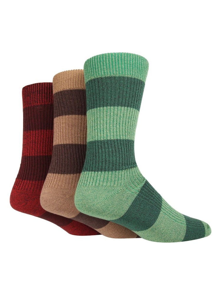 Glenmuir Green Multi Stripe Leisure Socks 3 pack - Image 1 of 5