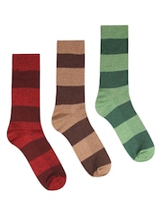 Glenmuir Green Multi Stripe Leisure Socks 3 pack - Image 4 of 5