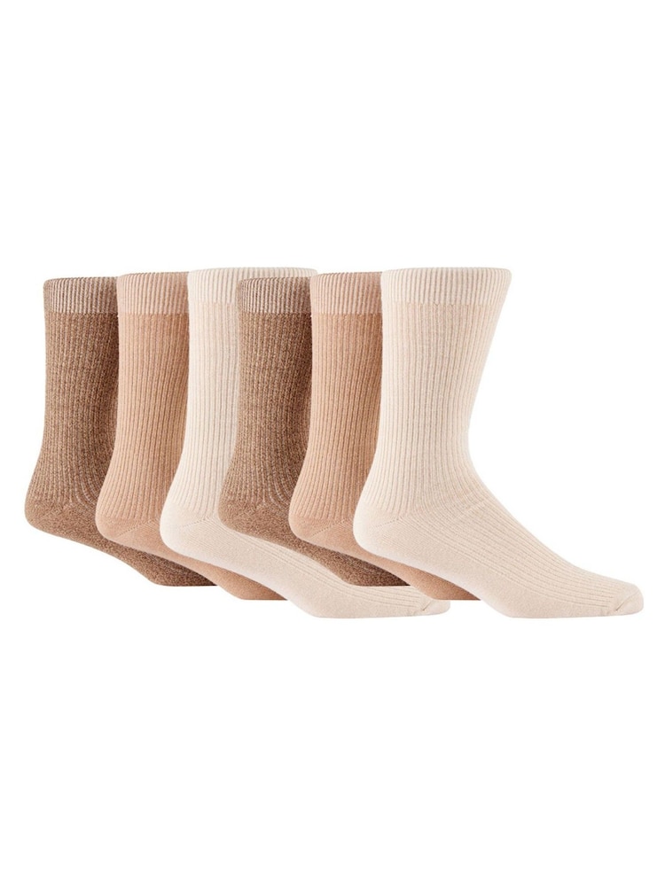 Glenmuir Natural Twist Yarn Super Soft Leisure Socks 6 Pack - Image 6 of 6