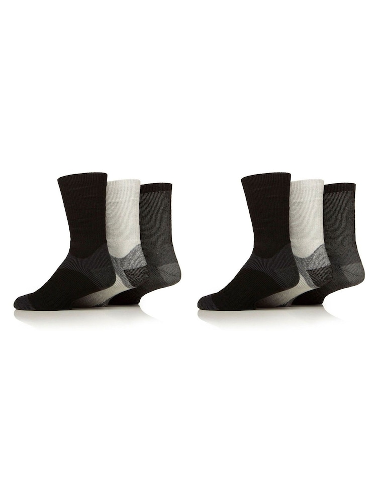 Glenmuir Black Fully Cushioned Boot Socks With Arch Support 6 Pack - Image 2 of 4