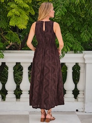 FatFace Zizzy Chocolate Brown Textured Maxi Dresses - Image 2 of 5