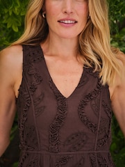 FatFace Zizzy Chocolate Brown Textured Maxi Dresses - Image 4 of 5