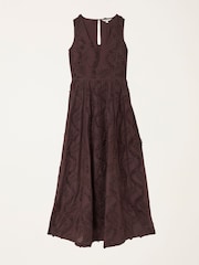 FatFace Zizzy Chocolate Brown Textured Maxi Dresses - Image 5 of 5