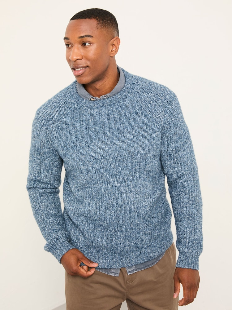 FatFace Sefton Blue Knitted Crew Neck Jumper - Image 1 of 6 FatFace Sefton Blue Knitted Crew Neck Jumper - Image 1 of 6