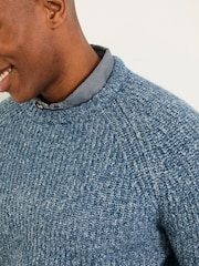 FatFace Sefton Blue Knitted Crew Neck Jumper - Image 4 of 6