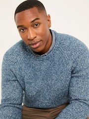 FatFace Sefton Blue Knitted Crew Neck Jumper - Image 5 of 6