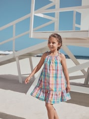 Check Angel Sleeve Dress (3-16yrs) - Image 1 of 10