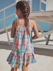 Check Angel Sleeve Dress (3-16yrs) - Image 4 of 10