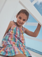 Check Angel Sleeve Dress (3-16yrs) - Image 6 of 10