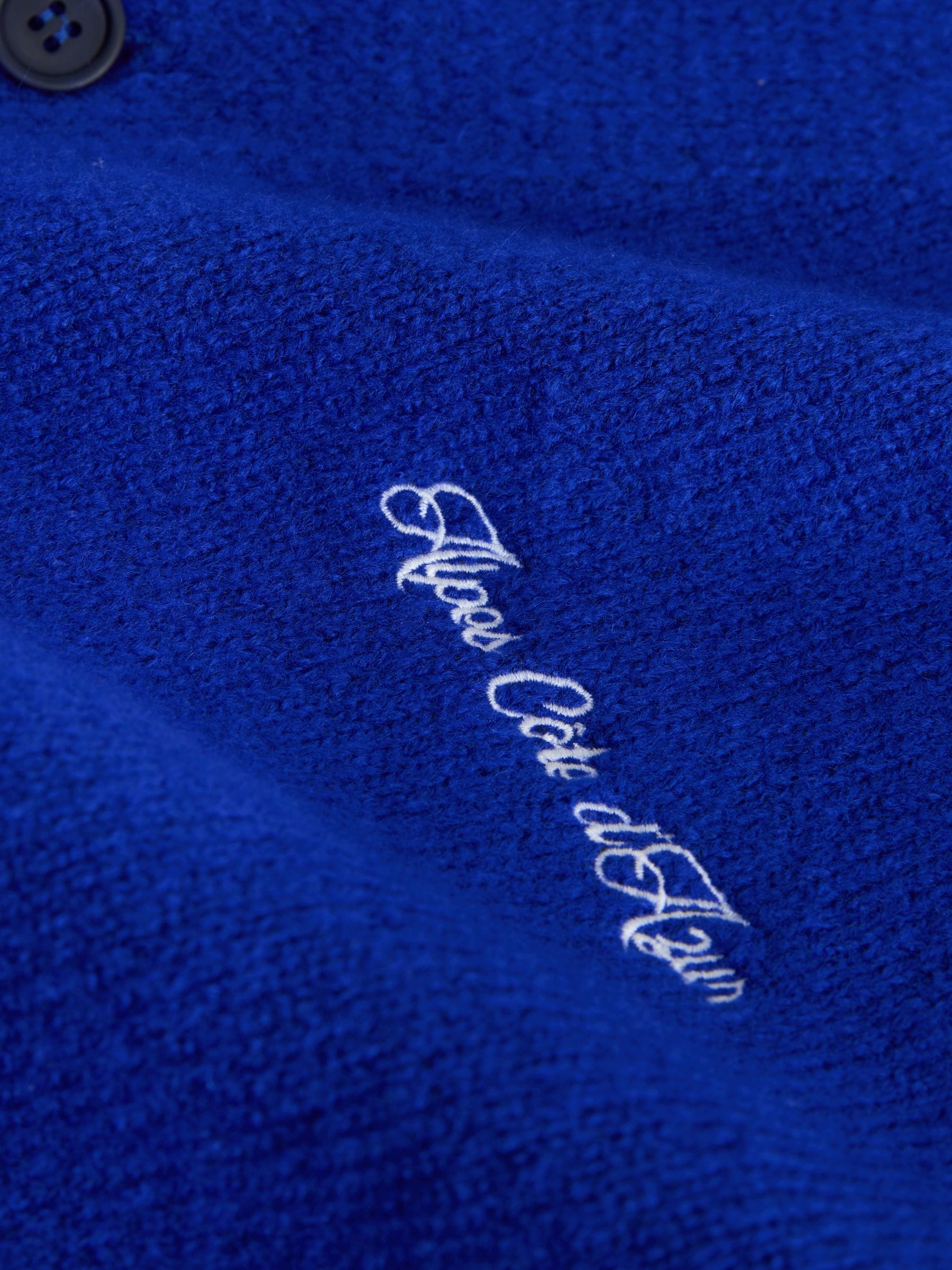 Buy Cobalt Blue Regular Fit Embroidered Chest Motif Cardigan from