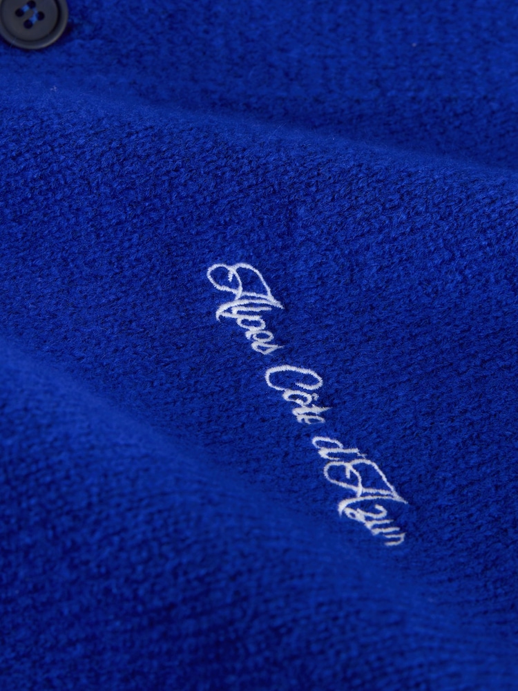 Cobalt Blue Regular Fit Embroidered Chest Motif Cardigan - Image 7 of 7 Cobalt Blue Regular Fit Embroidered Chest Motif Cardigan - Image 7 of 7