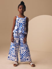 Albastru cobalt - Set bluză și pantaloni (3-16ani) - Imaginea 1 din 8