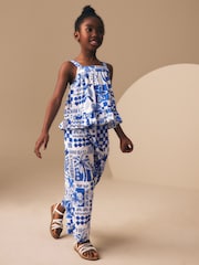 Albastru cobalt - Set bluză și pantaloni (3-16ani) - Imaginea 2 din 8