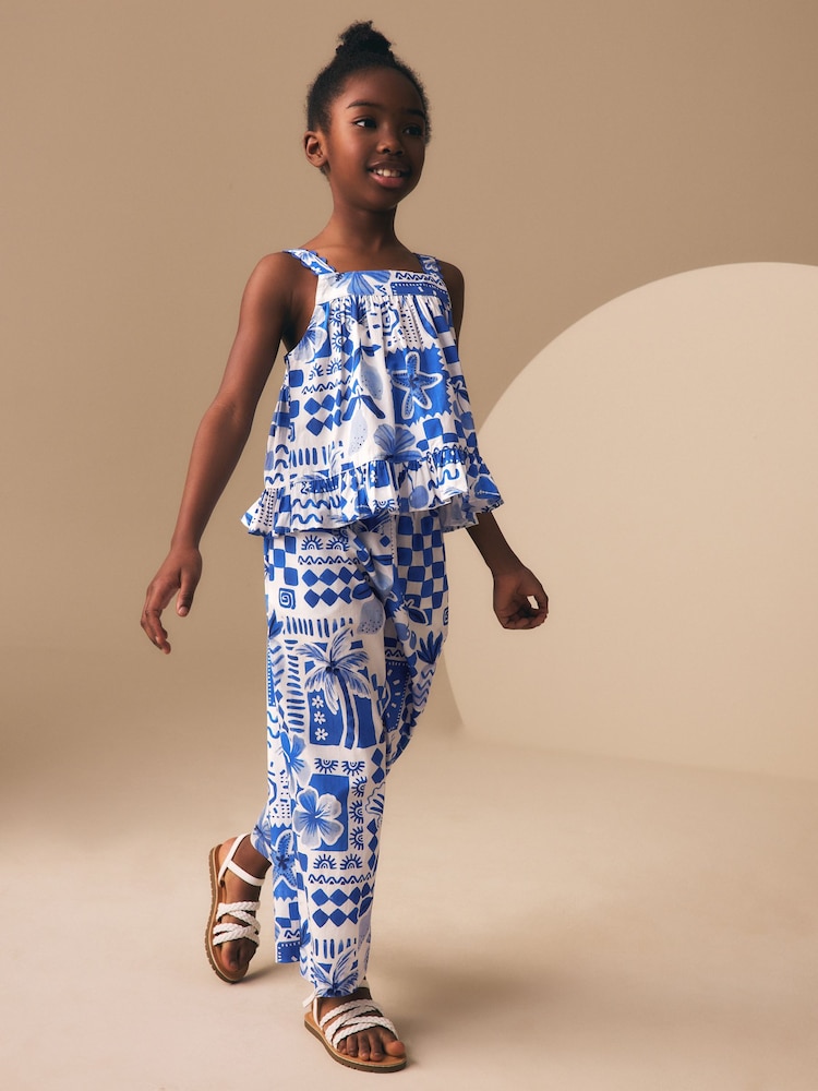 Albastru cobalt - Set bluză și pantaloni (3-16ani) - Imaginea 2 din 8