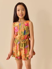 Bright Tropical Open Back Ruffle Hem Playsuit (3-16yrs) - Image 1 of 8
