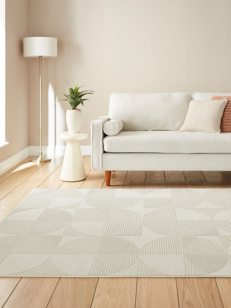 Catherine Lansfield Cream Retro Circles Washable Rug - Image 1 of 6 Catherine Lansfield Cream Retro Circles Washable Rug - Image 1 of 6