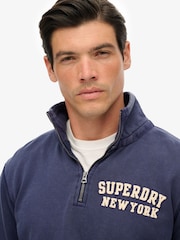 Superdry Blue Vintage Athletic Half-Zip Jumper - Image 3 of 6