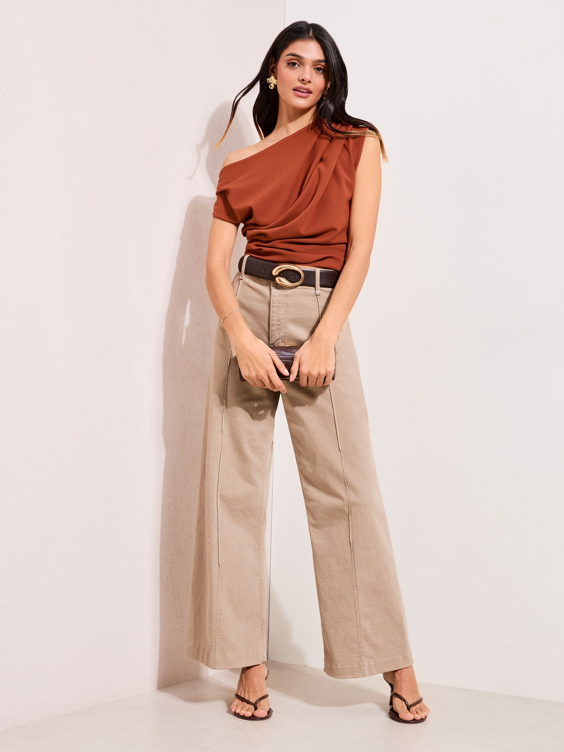 Buy Friends Like These Rust Red Draped Off The Shoulder Top from