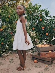 White Strappy Broderie Dress (3-16yrs) - Image 2 of 5