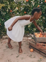 White Strappy Broderie Dress (3-16yrs) - Image 3 of 5