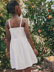 White Strappy Broderie Dress (3-16yrs) - Image 4 of 5