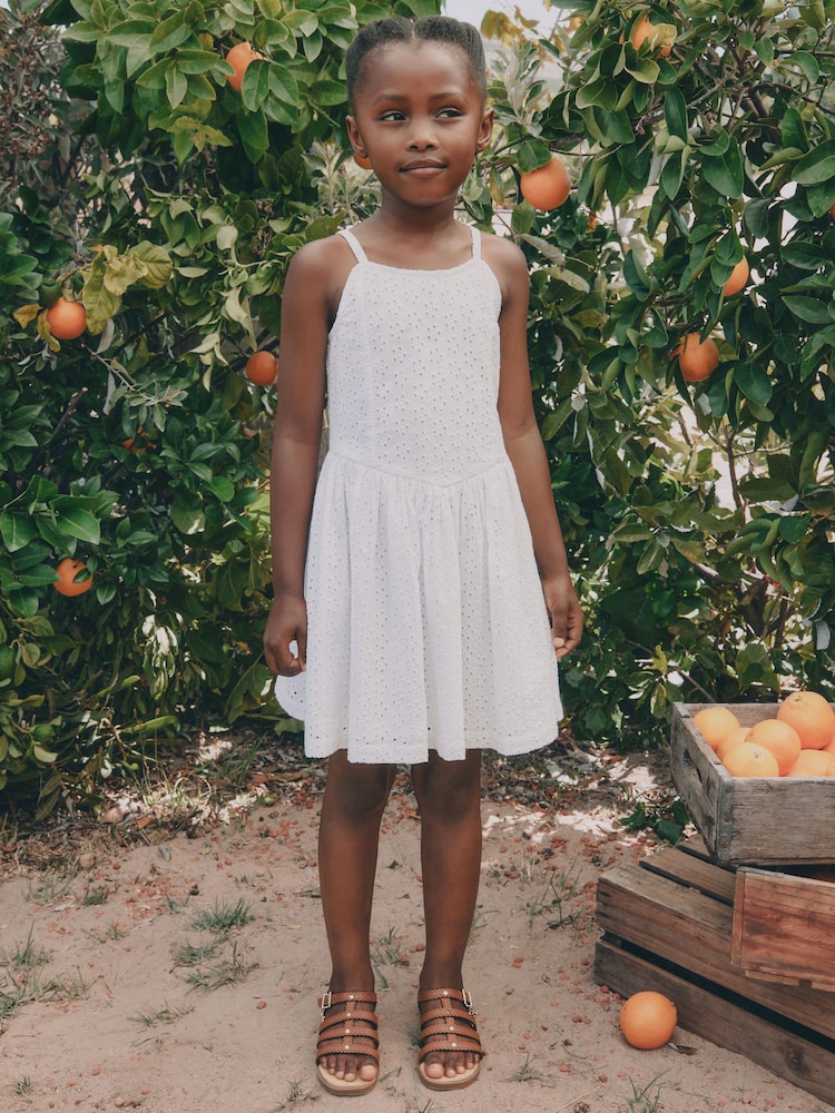 White Strappy Broderie Dress (3-16yrs) - Image 5 of 5