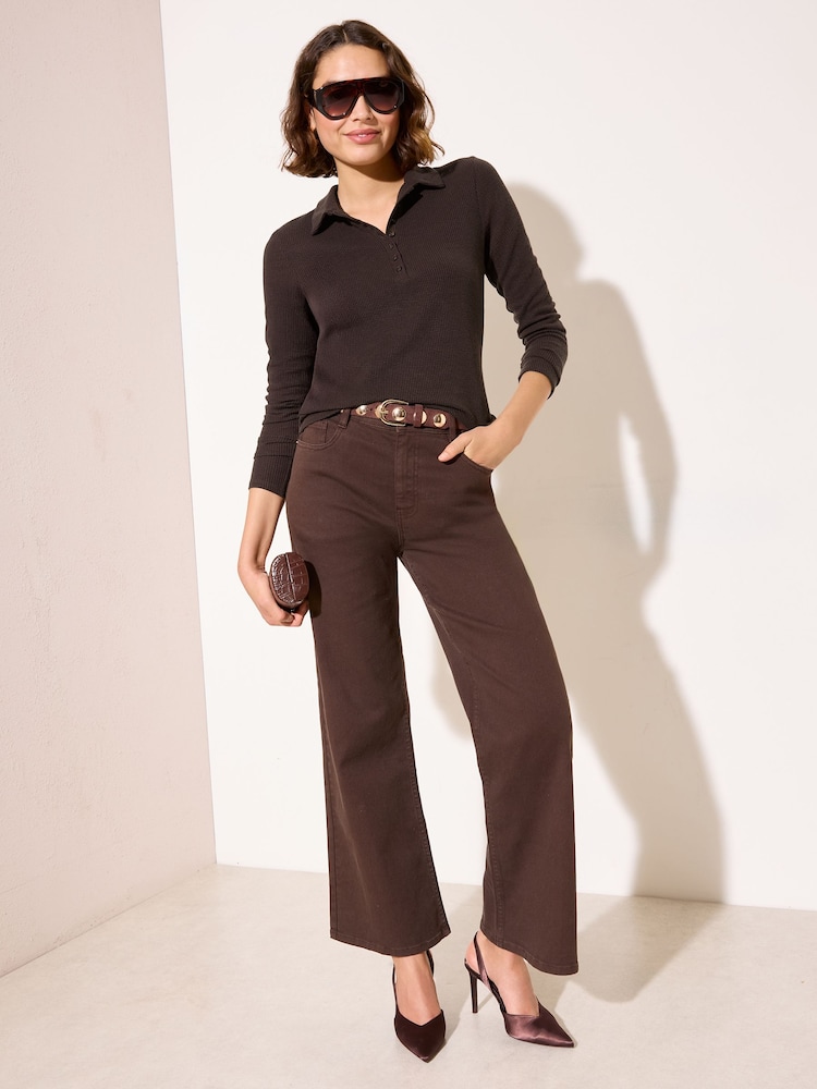 Friends Like These Brown Crinkle Henley Top - Image 2 of 4