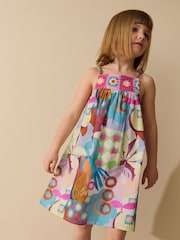 Multi Blue Strappy Crochet Dress (3-16yrs) - Image 2 of 8