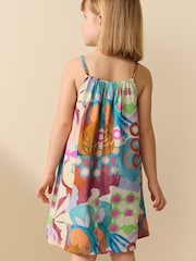 Multi Blue Strappy Crochet Dress (3-16yrs) - Image 3 of 8