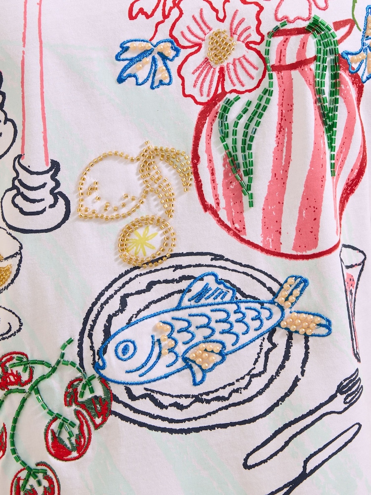 Friends Like These White Beaded Date Night Graphic T-Shirt - Image 2 of 5