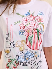 Friends Like These White Beaded Date Night Graphic T-Shirt - Image 4 of 5