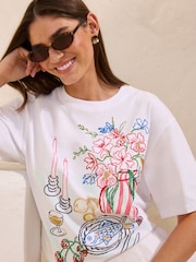 Friends Like These White Beaded Date Night Graphic T-Shirt - Image 5 of 5