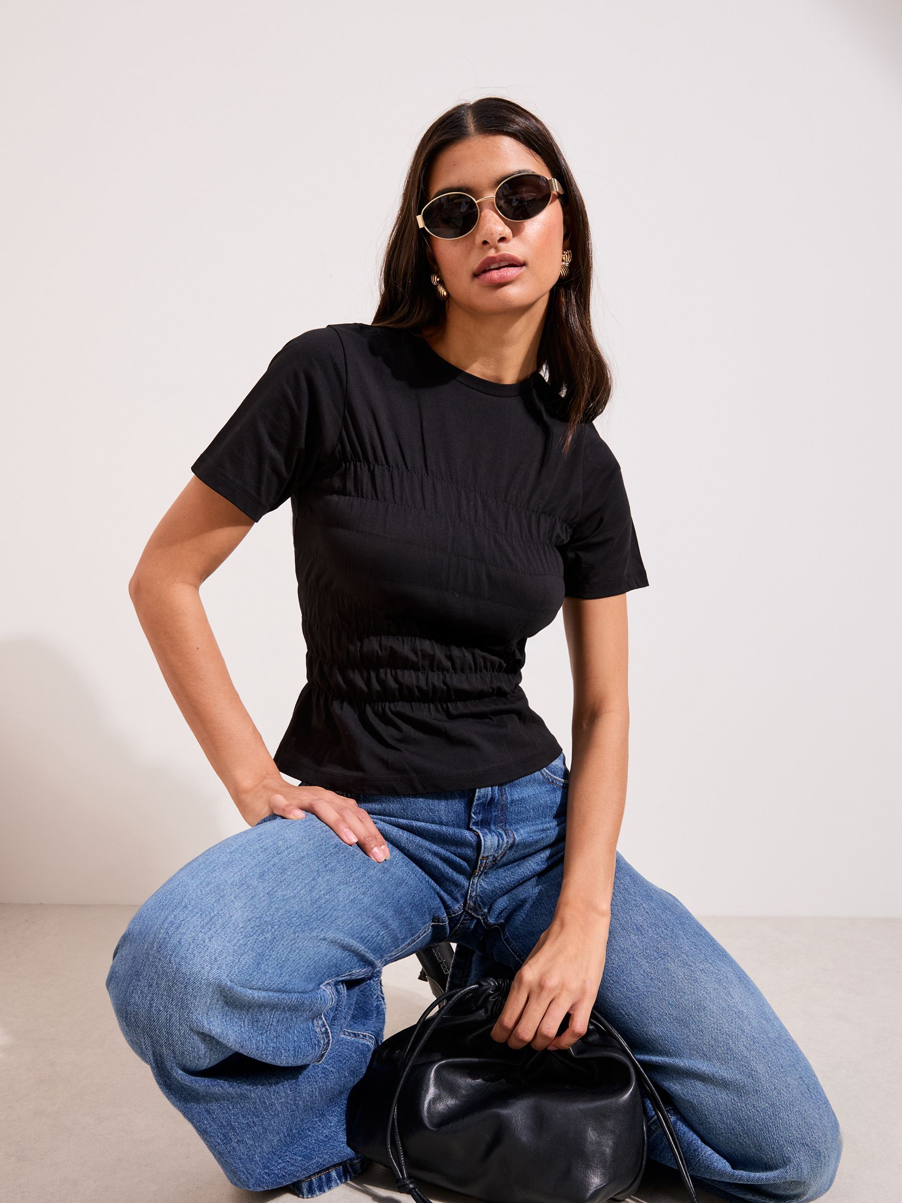Buy Friends Like These Black Shirred Body T-Shirt from Next USA