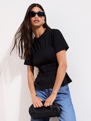 Friends Like These Black Shirred Body T-Shirt - Image 1 of 4