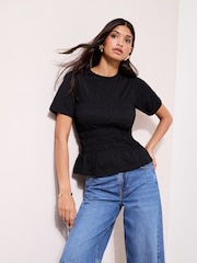 Friends Like These Black Shirred Body T-Shirt - Image 3 of 4