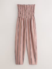 Pink Stripe Bandeau Shirred Body Barrel Leg Jumpsuit - Image 6 of 8