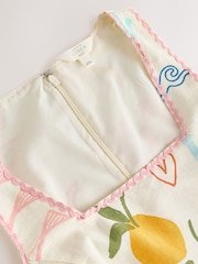 Ecru Tomato Print Square Neck Mini Shift Dress - Image 6 of 8